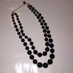 Black 🖤 Beaded Necklace, w/ Gold studded detail.
